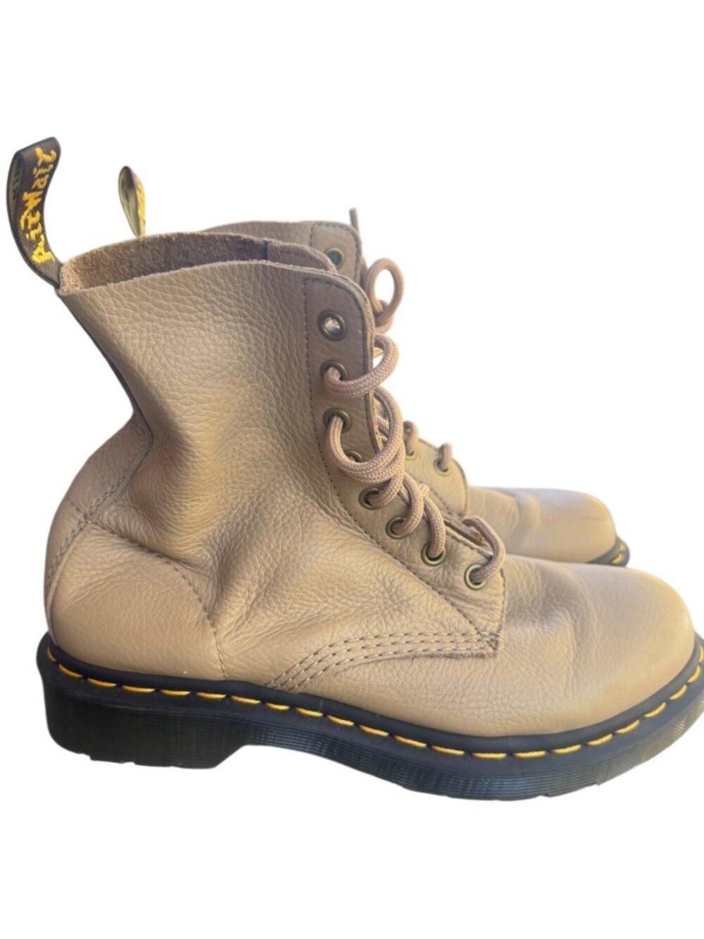 Dr. Martens 1460 Pascal Womens Leather Boots Beige Size 8 US / 6 UK